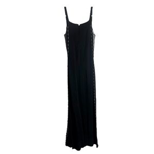 IKiTo Vintage Maxi Black Ring Stud Sheer Dress 38